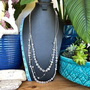 Chico’s SIlver Clear Mercury Bead Necklace $18ea or bundle 3/$30